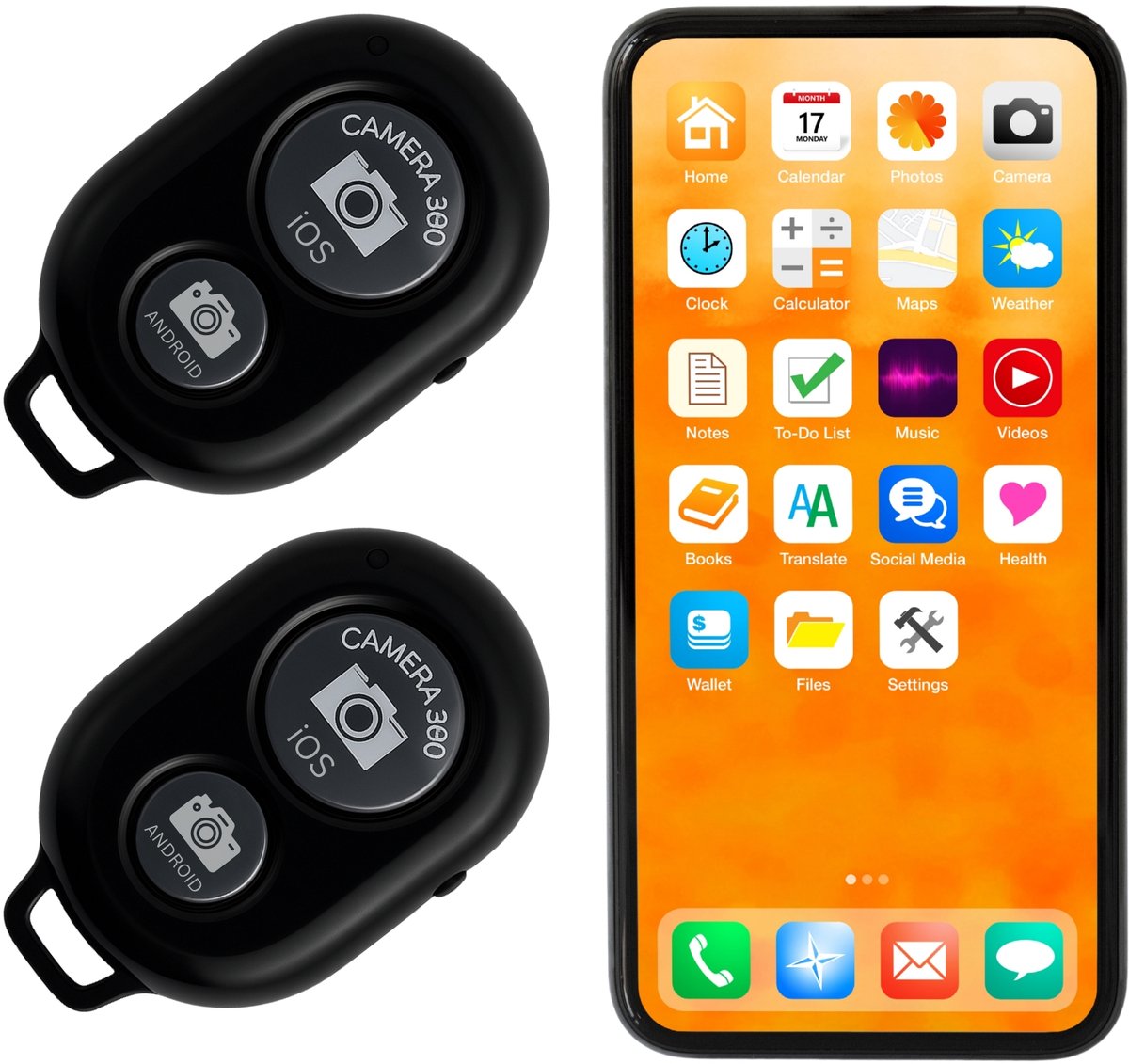 TronicXL 2 stuks Bluetooth Selfie Remote – Draadloze Afstandsbediening geschikt voor iPhone en Android - Foto & Video Shutter - Compact & Licht