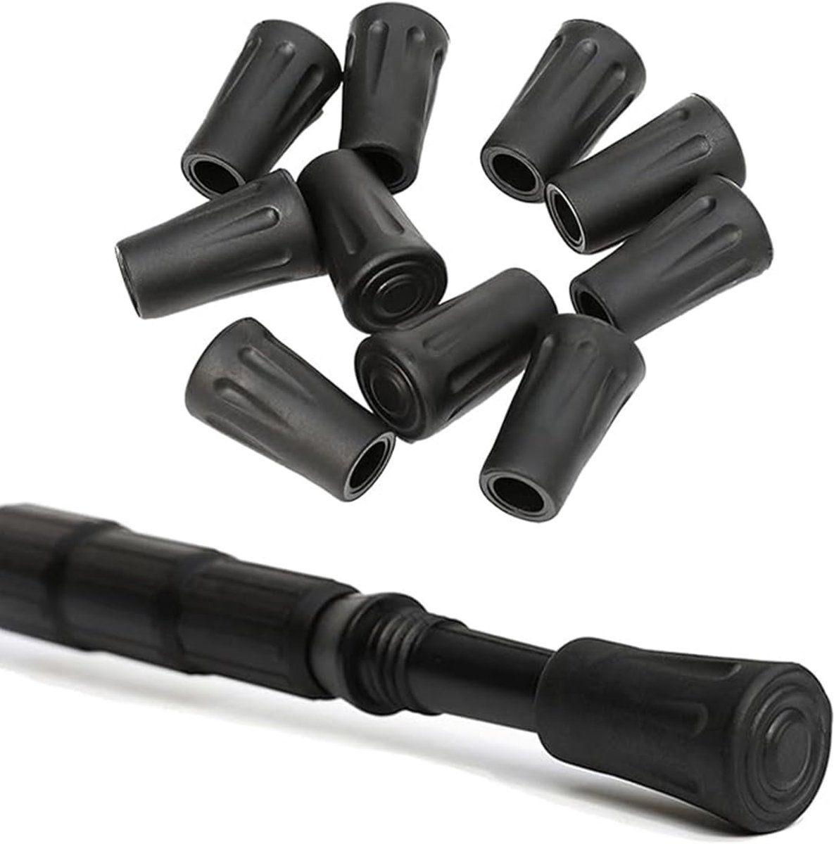 LAKJUOZ rubberen buffer voor wandelstokken, 10 stuks rubberen buffer voor wandelstokken, professionele rubberen buffer voor nordic walking-stokken, rubberen buffer voor wandelstokken, rubberen tips voor trekkingstokken, vervangende rubberen buffer