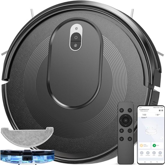 SCH® Robotstofzuiger met laadstation - Robotstofzuiger - Robotstofzuiger huisdieren - Zwart - ‎31cm x 31 cmx 8cm