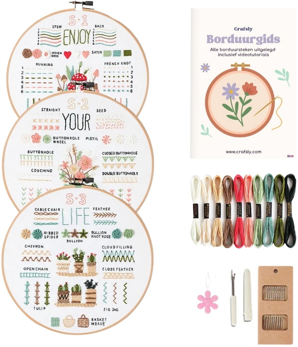 Ses borduren op tule katten thema - creatieve borduurset voor kinderen bij Planet Happy