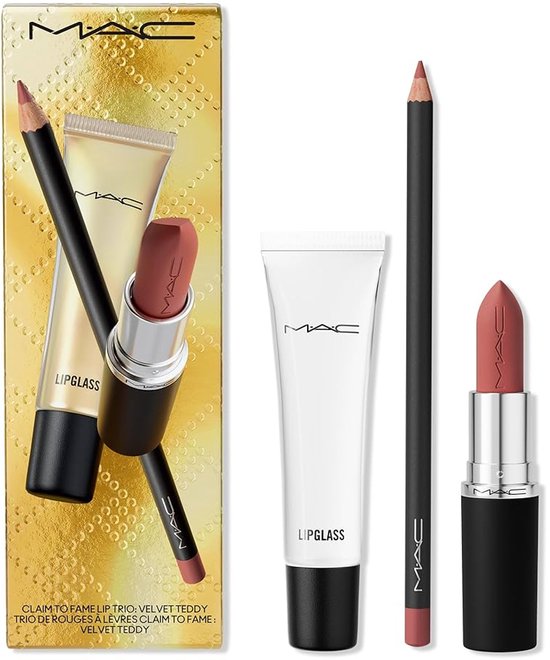 Foto: Mac claim to fame lip trio velvet teddy 3 piece set lipglass lip pencil lipstick