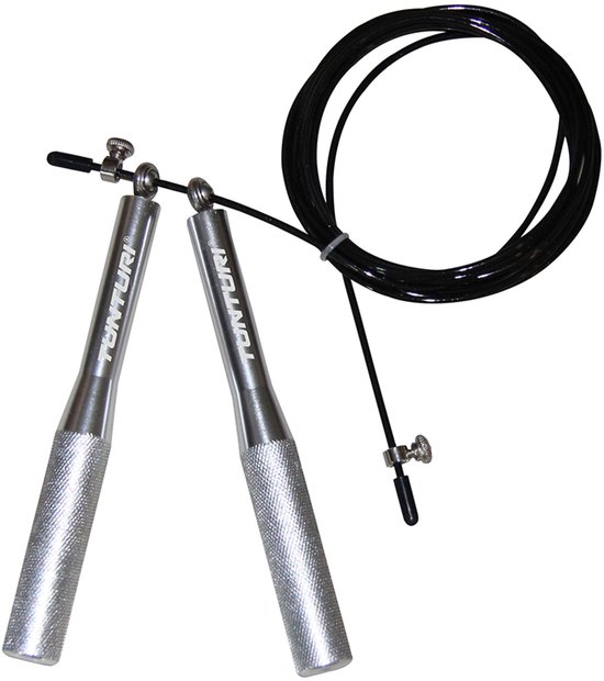 Tunturi Stalen verstelbare springtouw met lagers - met aluminium handvat