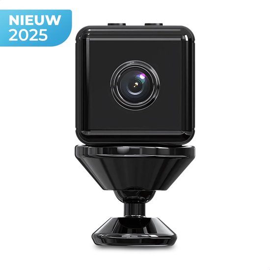 Golermo Mini Spioncamera 4K – Draadloos met WiFi – Nachtzicht – Bewegingsdetectie – Magnetisch – Inclusief Houder en App – Binnen & Buiten