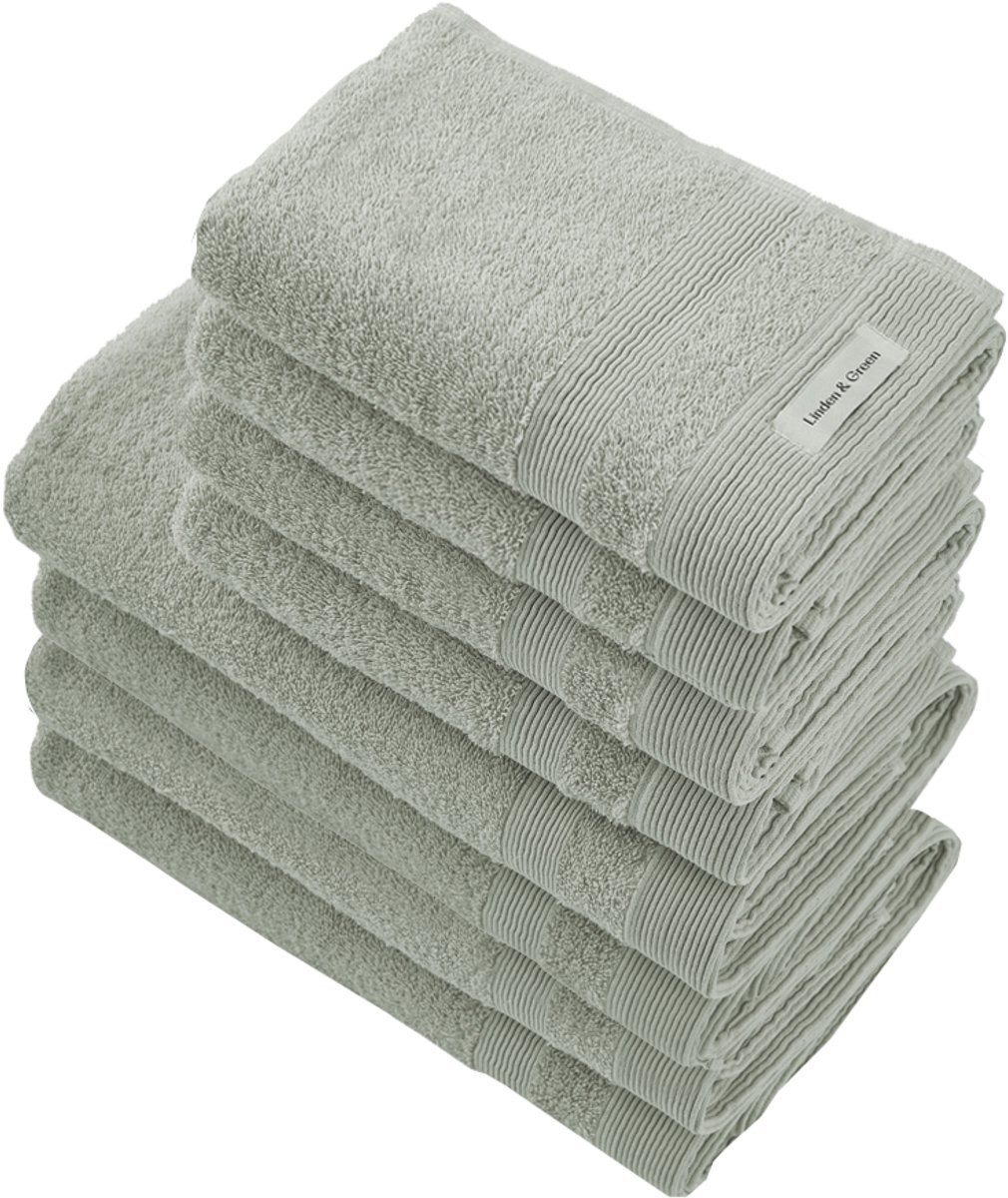 L&G - Badhanddoek - 8 Delig- 4 Handdoeken 50x100 cm & 4 Badhanddoeken 70x140 cm- 100% Katoen - Groene Handdoeken
