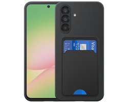 Geschikt voor Samsung Galaxy A56 Telefoonhoesje met TPU Pasjeshouder - Flexible Back Cover Case Siliconen TPU with Cardslot - Zwart - Smartphonica geschikt voor Samsung Galaxy A56
