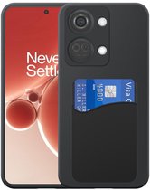Geschikt voor OnePlus Nord 3 Telefoonhoesje met Siliconen Pasjeshouder - Flexible Back Cover Case Siliconen TPU with Silicone Cardslot - Zwart - Smartphonica geschikt voor OnePlus Nord 3