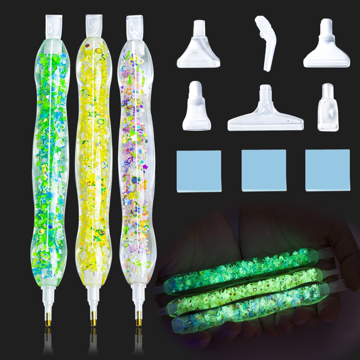 Kunsthars Diamond Painting Pen - Lichtgevend in het donker - Voor Diamond Painting accessoires en gereedschap - Met tips en wax set 002