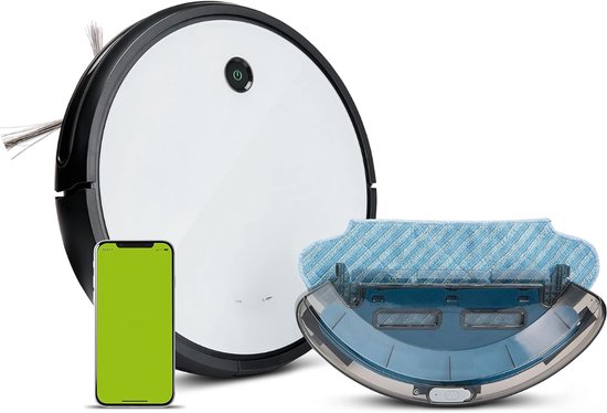 SCH® Robotstofzuiger met app - Robotstofzuiger - Robotstofzuiger huisdieren - Wit, 33cm x 33cmx 8cm