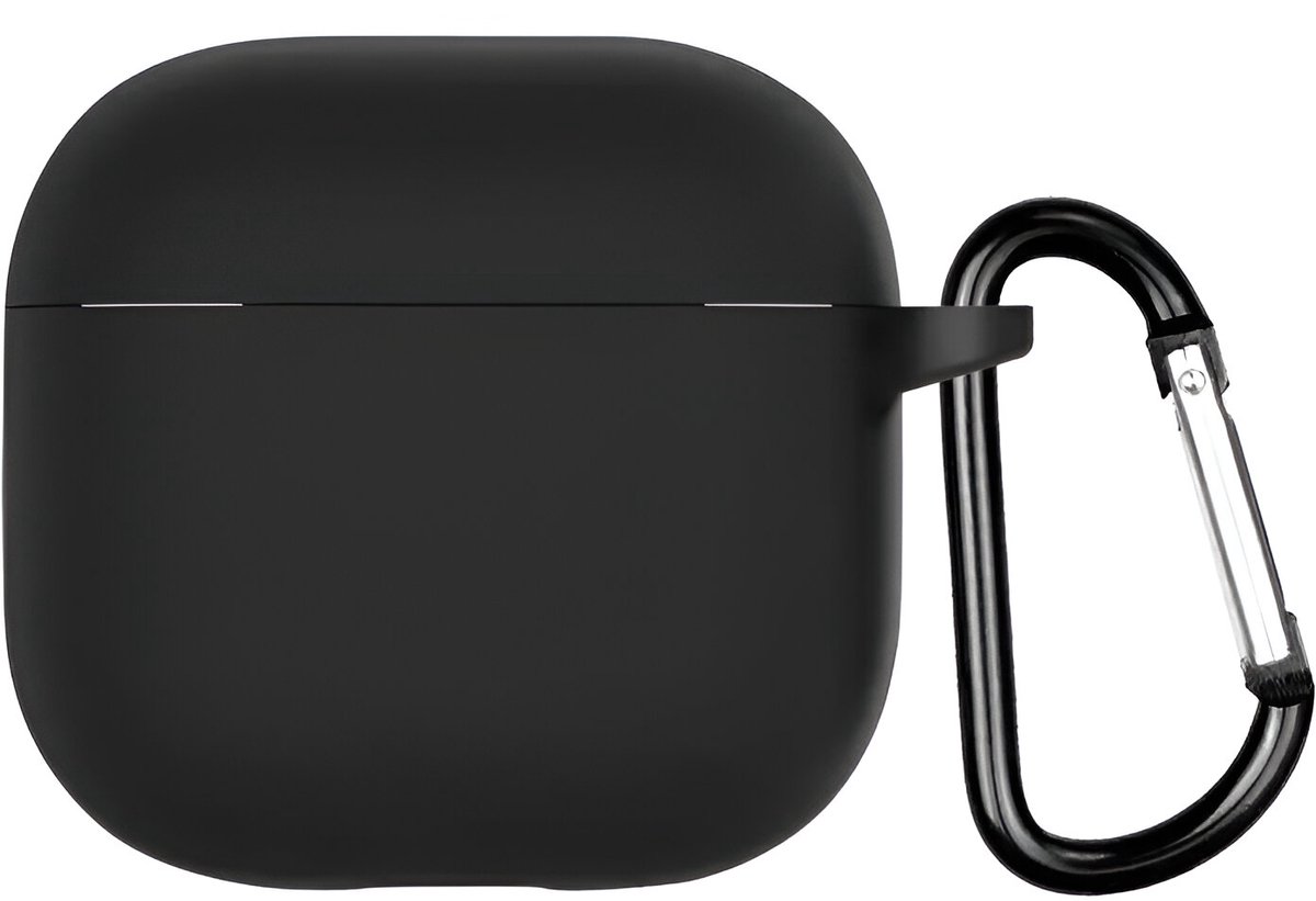 Studio Air® Airpods 4 Hoesje - Met Haak - Soepele Siliconen Case - Zwart