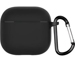 Studio Air® Airpods 4 Hoesje - Met Haak - Soepele Siliconen Case - Zwart