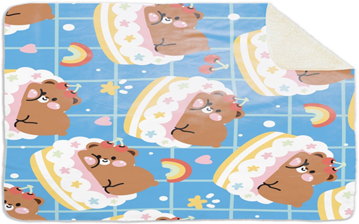 Fleecedeken Cute bear, 96x146cm, Polyester Sherpa, FD2025006