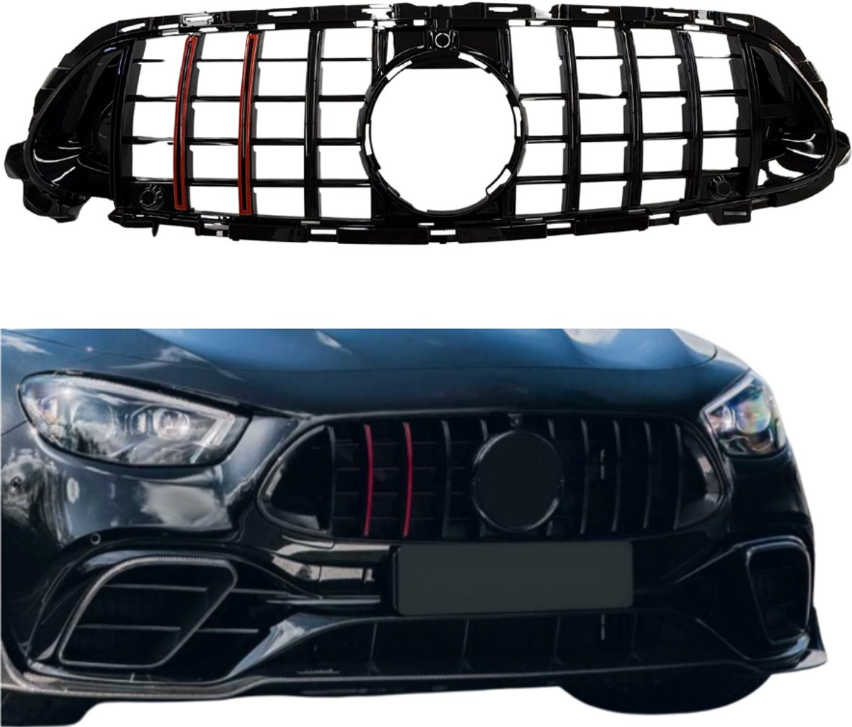 Mercedes E Klasse W213, S213 Facelift (2020-2024) B-Look Grill Glans Zwart/Rood