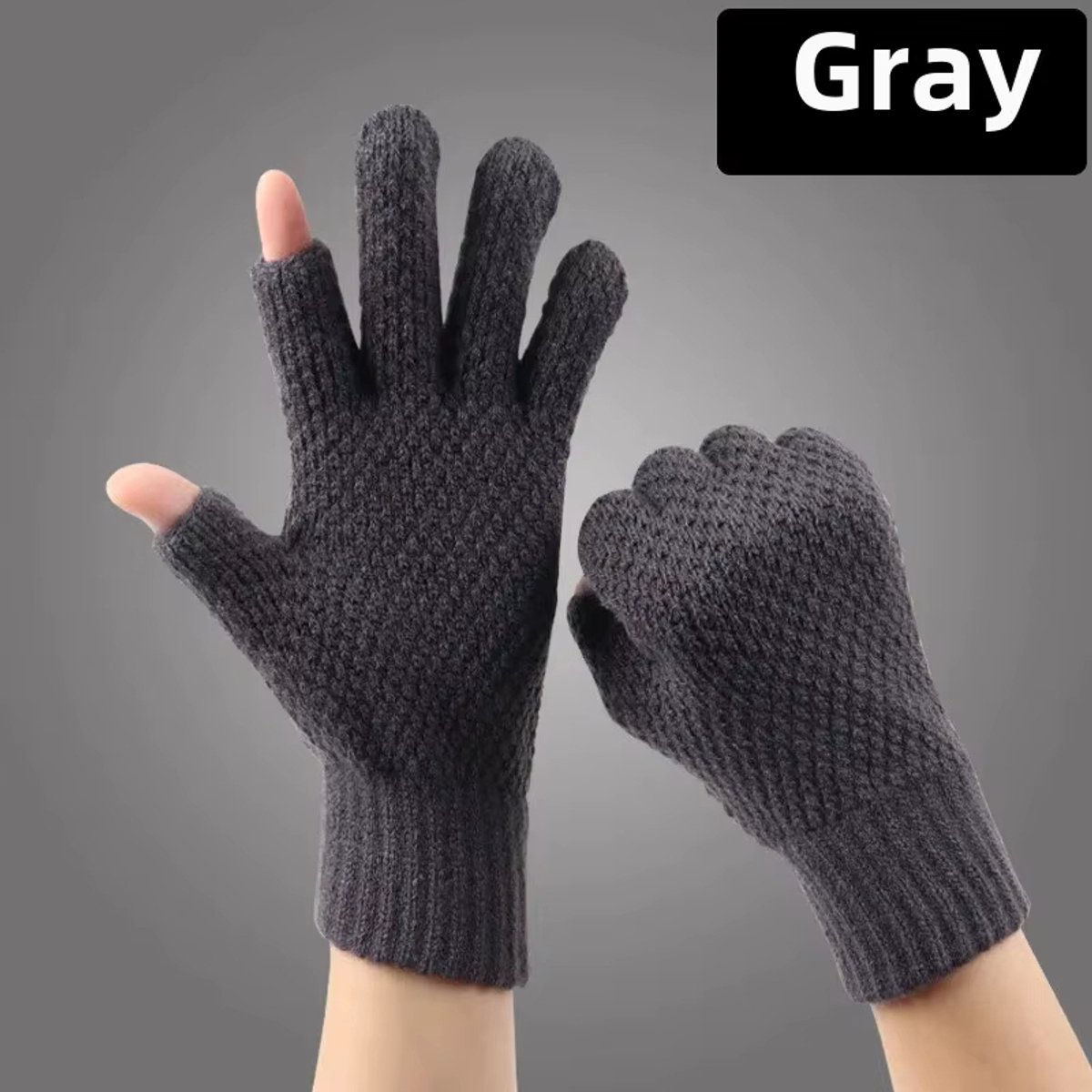 Winter Warme Vingerloze Handschoenen met Twee Open Vingers – Verdikte Fleecevoering | Unisex Handschoenen voor Mannen, Vrouwen en Studenten | Outdoor Handschoenen, Fietshandschoenen, Autorijden Handschoenen