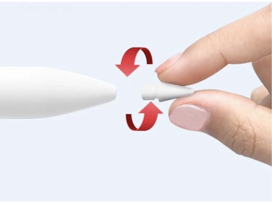 Maleys Apple Pencil Vervangende Puntenset - 5 Stuks - Geschikt voor iPad Pro, Air & Mini - Compatibel met Apple Pencil Generatie 1 & 2 - Wit - Stylus Tip Accessoire van Merkloos — afbeelding 3