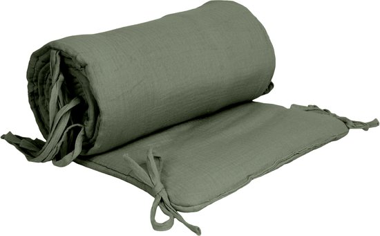 Honeybears Baby Bedbumper – Box omrander – Hoofdbeschermer - Bedomrander ledikant – Bed omrander - Jongens/Meisjes – 180 x 30 cm - Groen