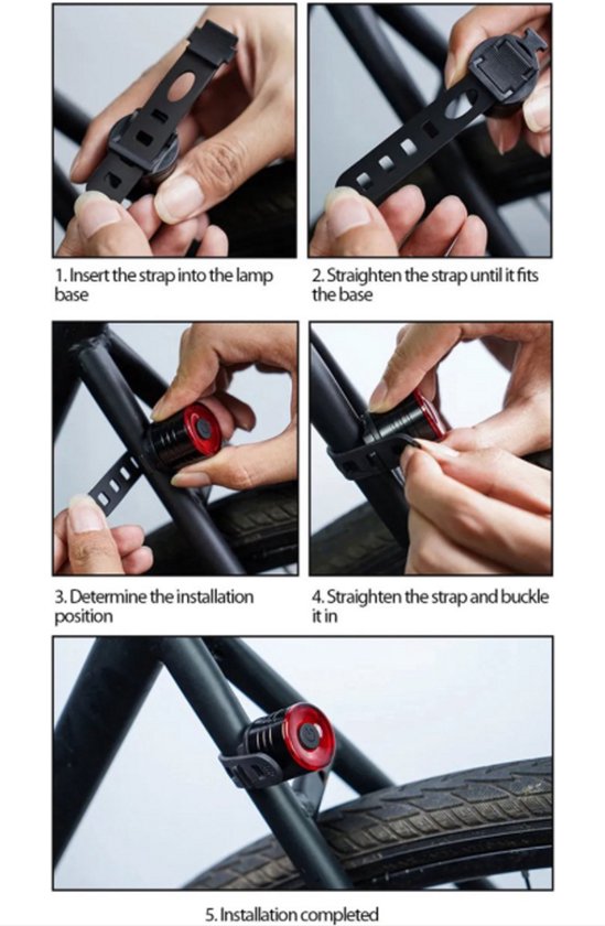Rieba® Fietsverlichting - Verlichting Fiets - Fietslampjes - Voorlicht & Achterlicht - Fietslamp Set - Verlichtingsset LED - 3 Standen - Koplamp - Achterlamp - Inclusief Batterij - Wit - Rood van Rieba — afbeelding 3