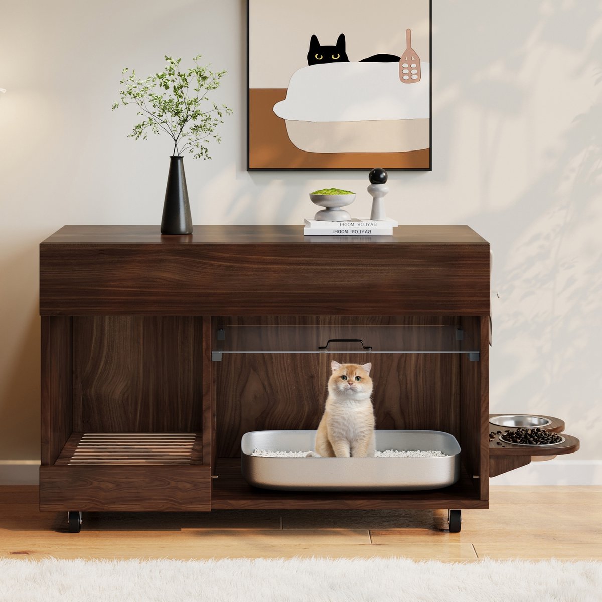 kattentoilet kattenbak kattenhuis kattenkast met lade MDF Grijs