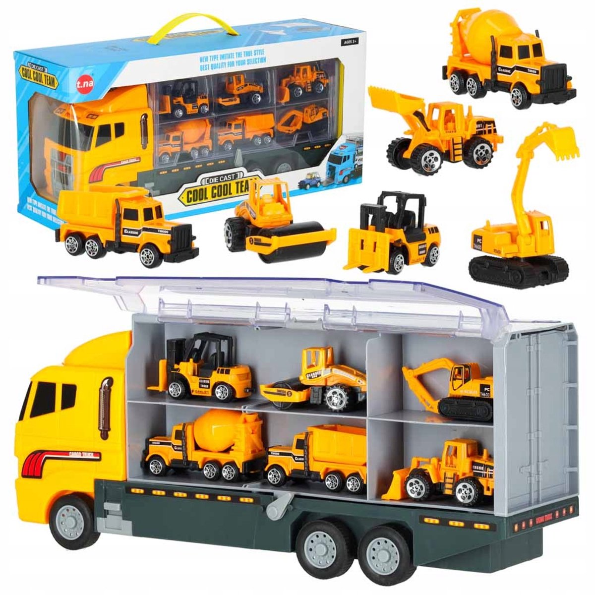Transportwagen TIR lanceerinrichting + metalen wagens bouwmachines