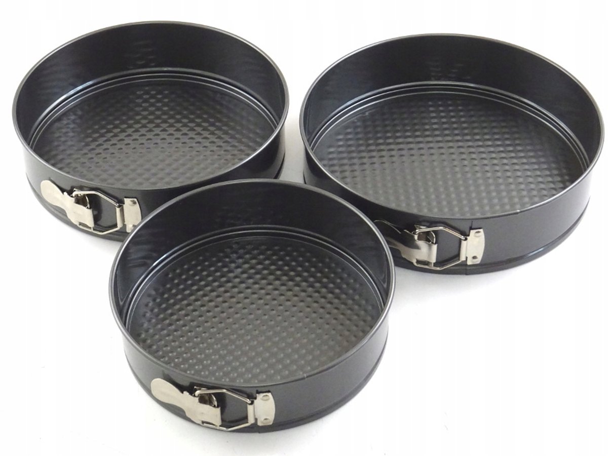 Set van 3 Ronde Bakvormen met Antiaanbaklaag - 24, 26, 28 cm