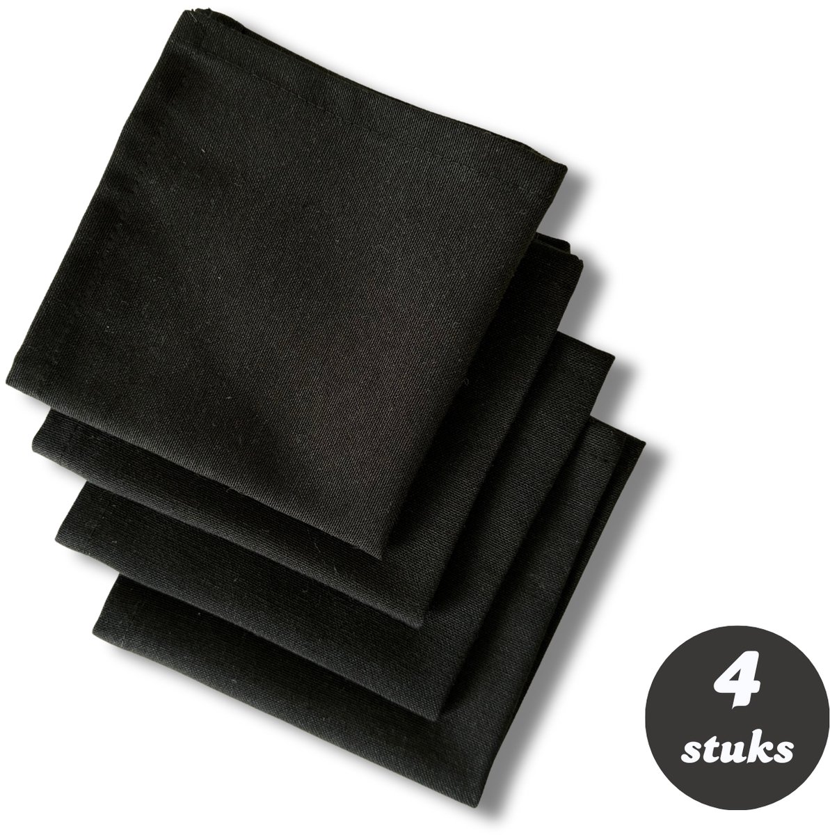 Tavas Servetten - 30 x 30 cm - Set van 4 stuks - Zwart - Katoen - Tafeldecoratie