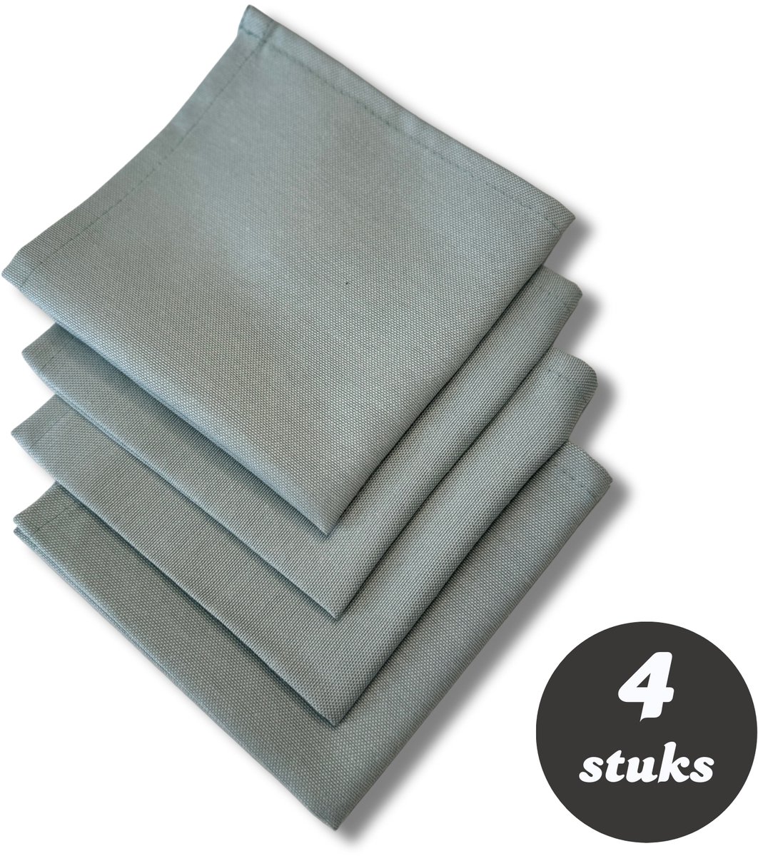 Tavas Servetten - 30 x 30 cm - Set van 4 stuks - Turkoois - Katoen - Tafeldecoratie