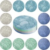 Sous-verres de Verres - Set de 12 - Sous-verres de verre à Fleurs - Sous-verres de Verres - Cuir - Similicuir - Dessous de verre de table - Imperméables - Antidérapants - Lavables - Sous-verres de verre aspect cuir - 10 cm