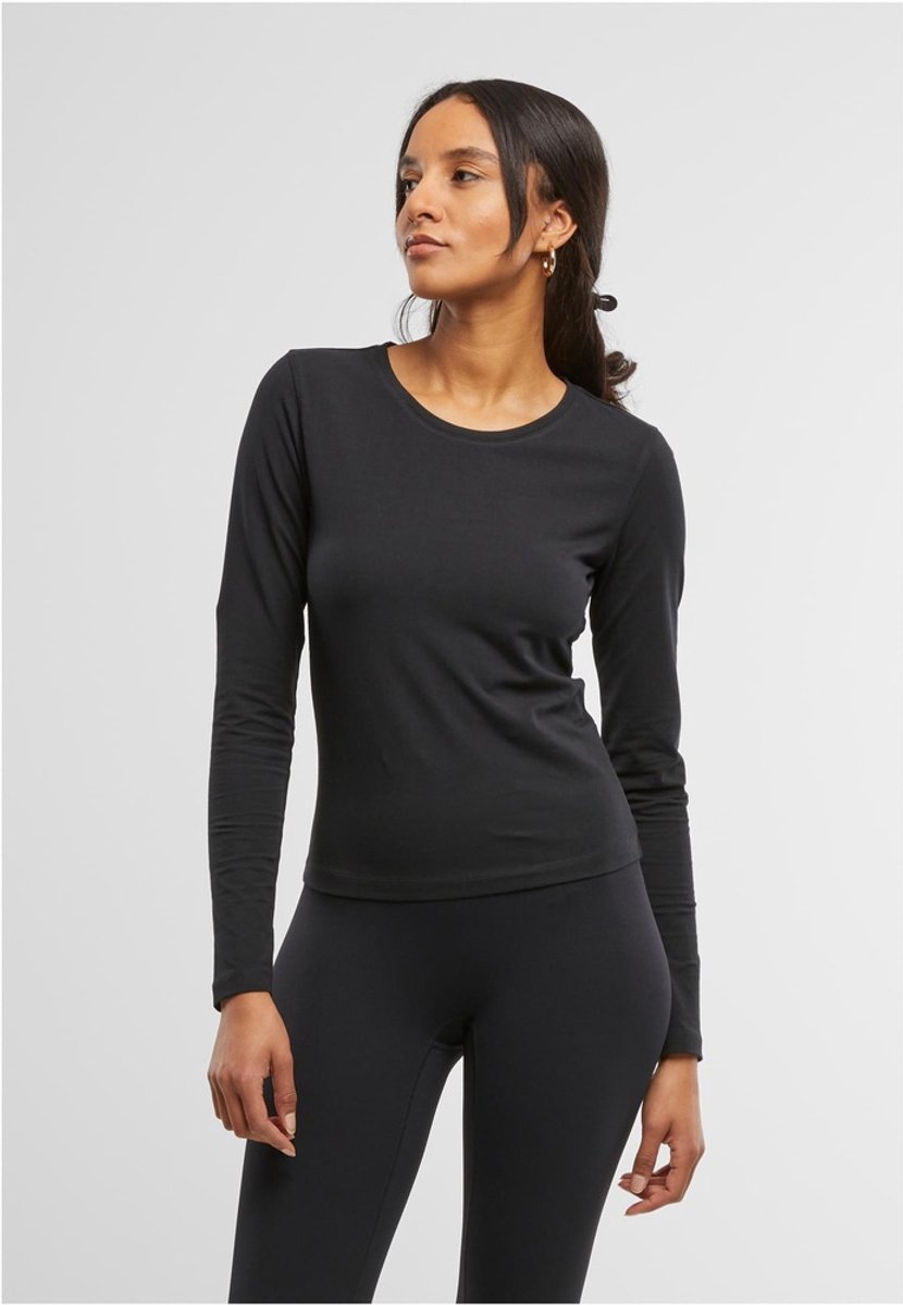 Urban Classics Basic Super Slim Long-sleeve Dames Shirt met lange mouwen XL Zwart