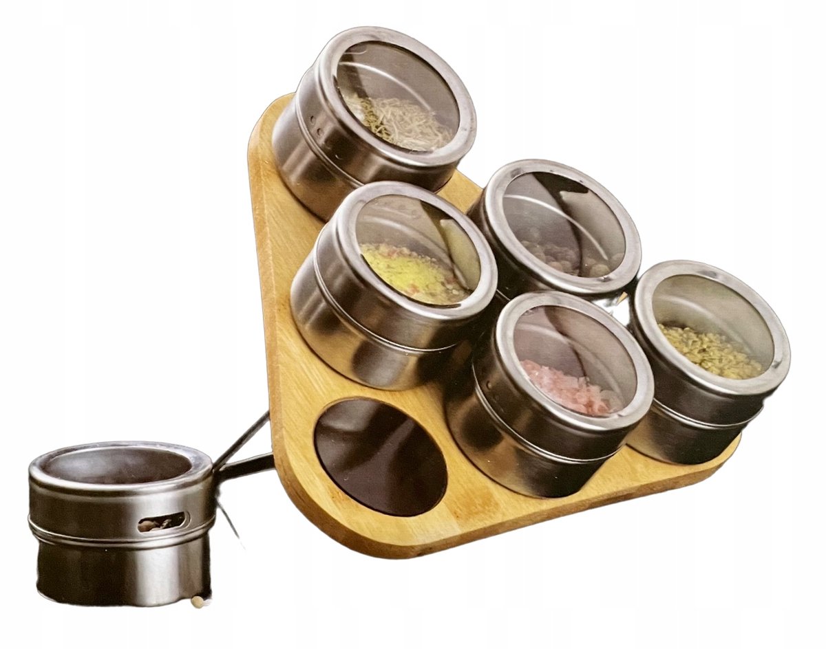 Bamboe Kruidenrek met 6 Magnetische Potjes