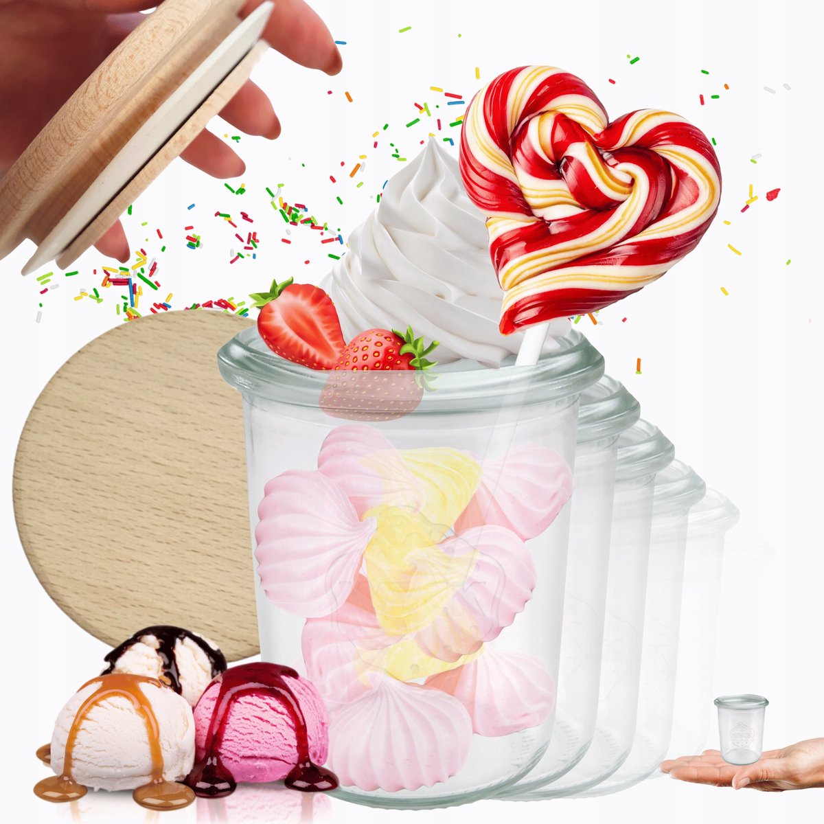 Weck Glazen Potten 160ml met Houten Deksel - 6 Stuks