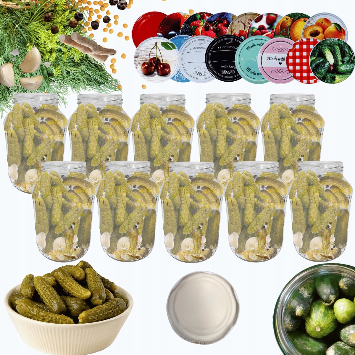 10x 1500ml Glazen Potten met Twist-Off Deksel (82mm) - Ideaal voor Conserveren