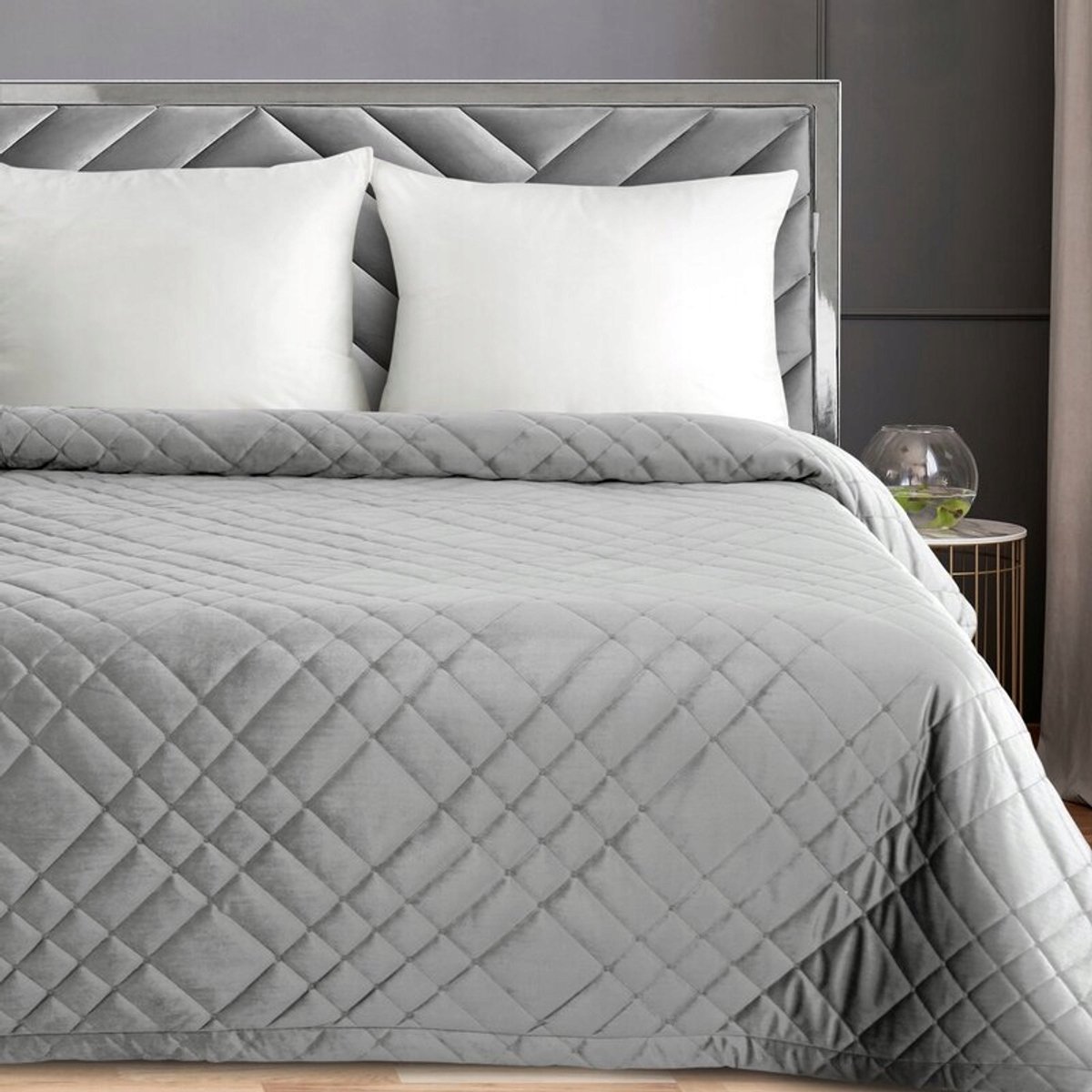Luxe Velours Bedsprei RIA6 170x210 cm - Elegant Zilver