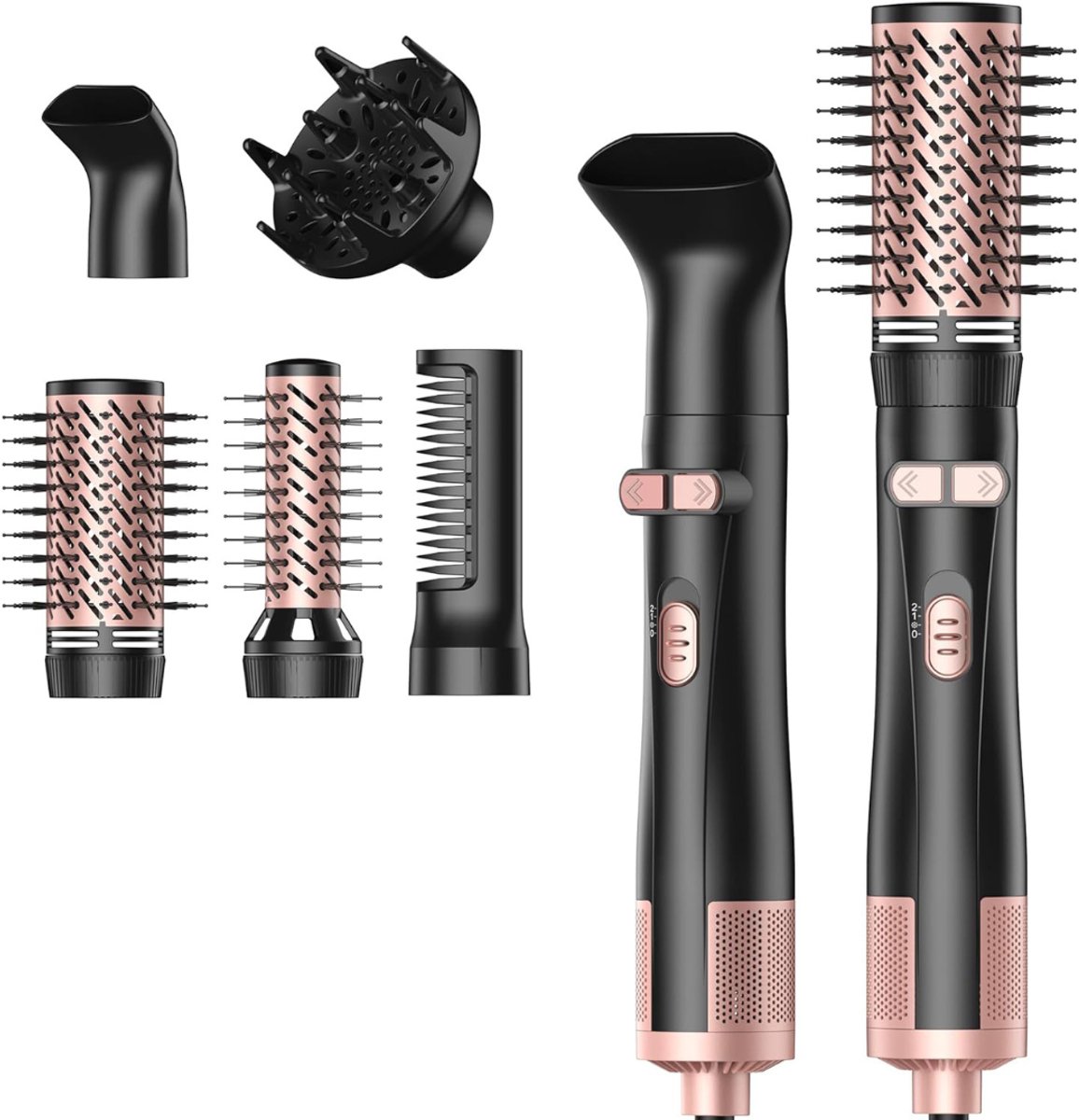 Fohnborstel - Krulborstel - Krultang 5 in 1 - Zwart met roze