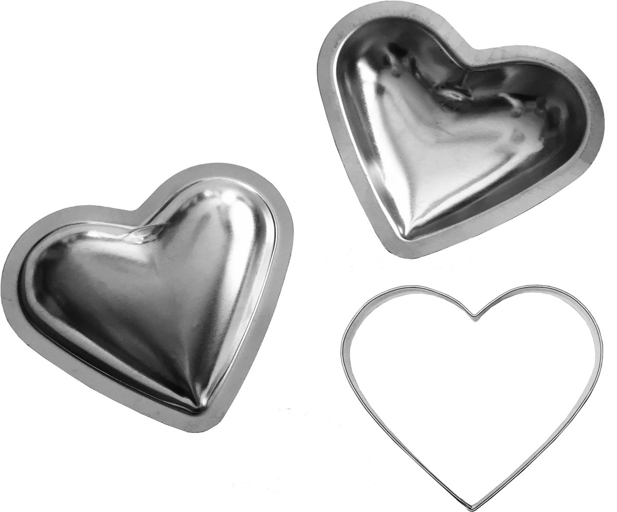 3D Hart Vorm - 7 cm (2 helften + uitsteker)