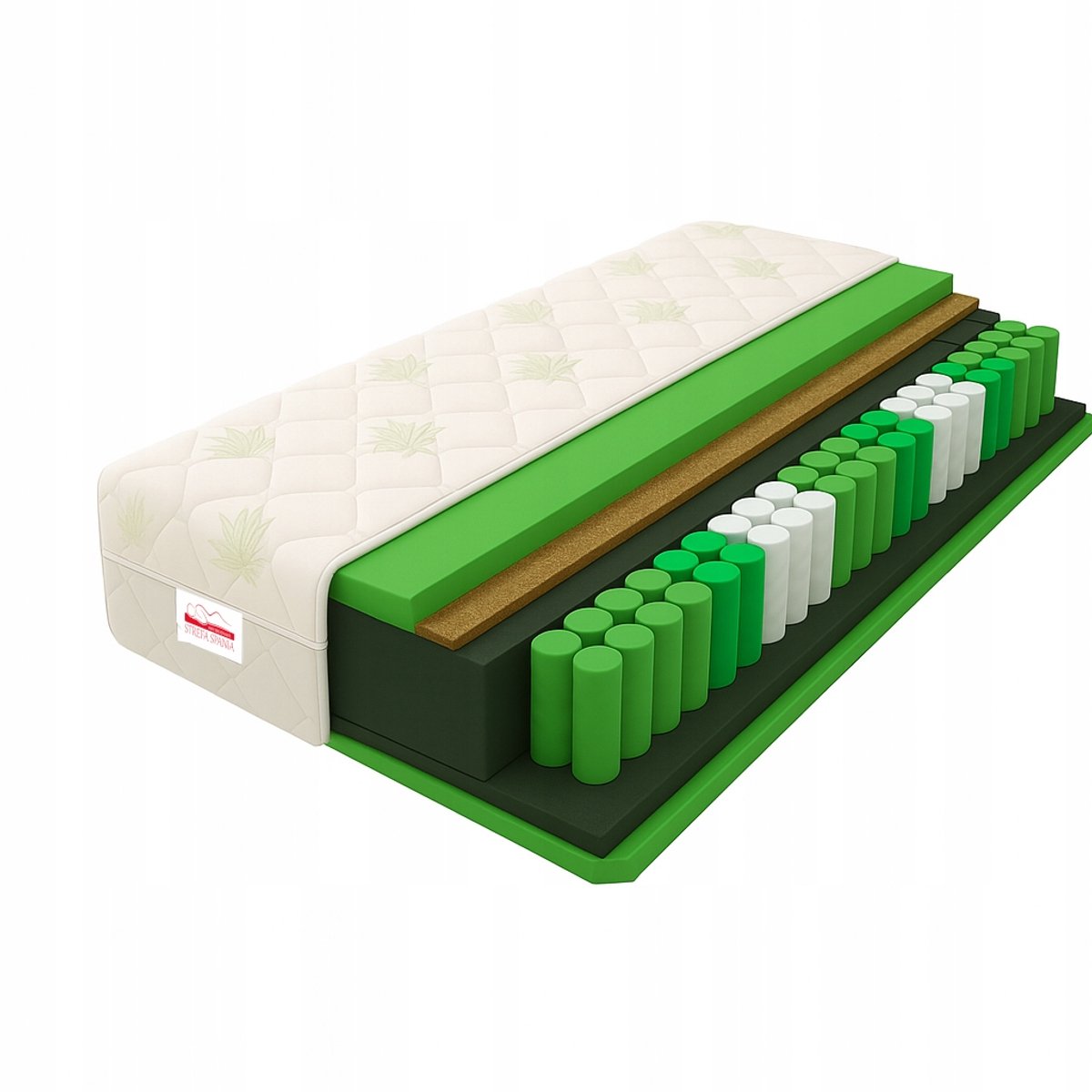 Pocketvering Matras 7 Zones 140x200 Aloë Vera Kokos