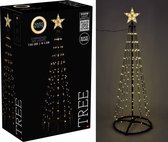 Kerstboom Vlaggenmast – 150 cm – 154 LED – Warm Wit – Zwart Frame – Afstandsbediening