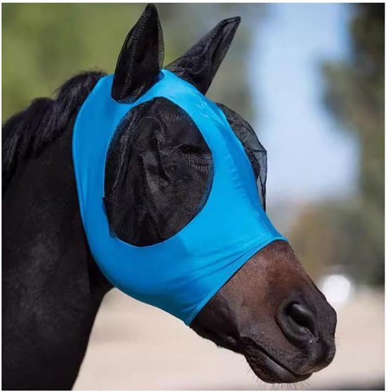 1 stuk - Ademend paardenmasker - Anti-muggen en vliegen - Paardensportbenodigdheden - Intrekbaar - Eén maat - Blauw — afbeelding 5