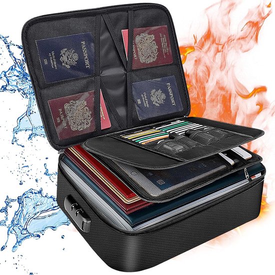 Afsluitbare Brandwerende Documentenhouder - 2.870°C Waterdichte Documentenbox - Geïsoleerde Documentenorganizer - Veiligheidstas - voor Thuiskantoor