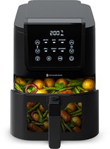 KitchenBrothers Airfryer XL - 1500W - PFAS-Vrij - 5L - Heteluchtfriteuse - 60ºC tot 200ºC - Met kijkvenster - Compact design - Extra stil - 6 Kookprogramma's - Zwart