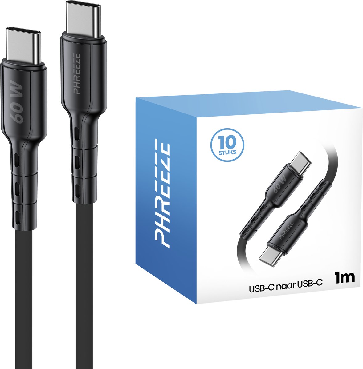 Grootverpakking usb C oplader kabel 1m - snellader - Usb C naar usb C snoer