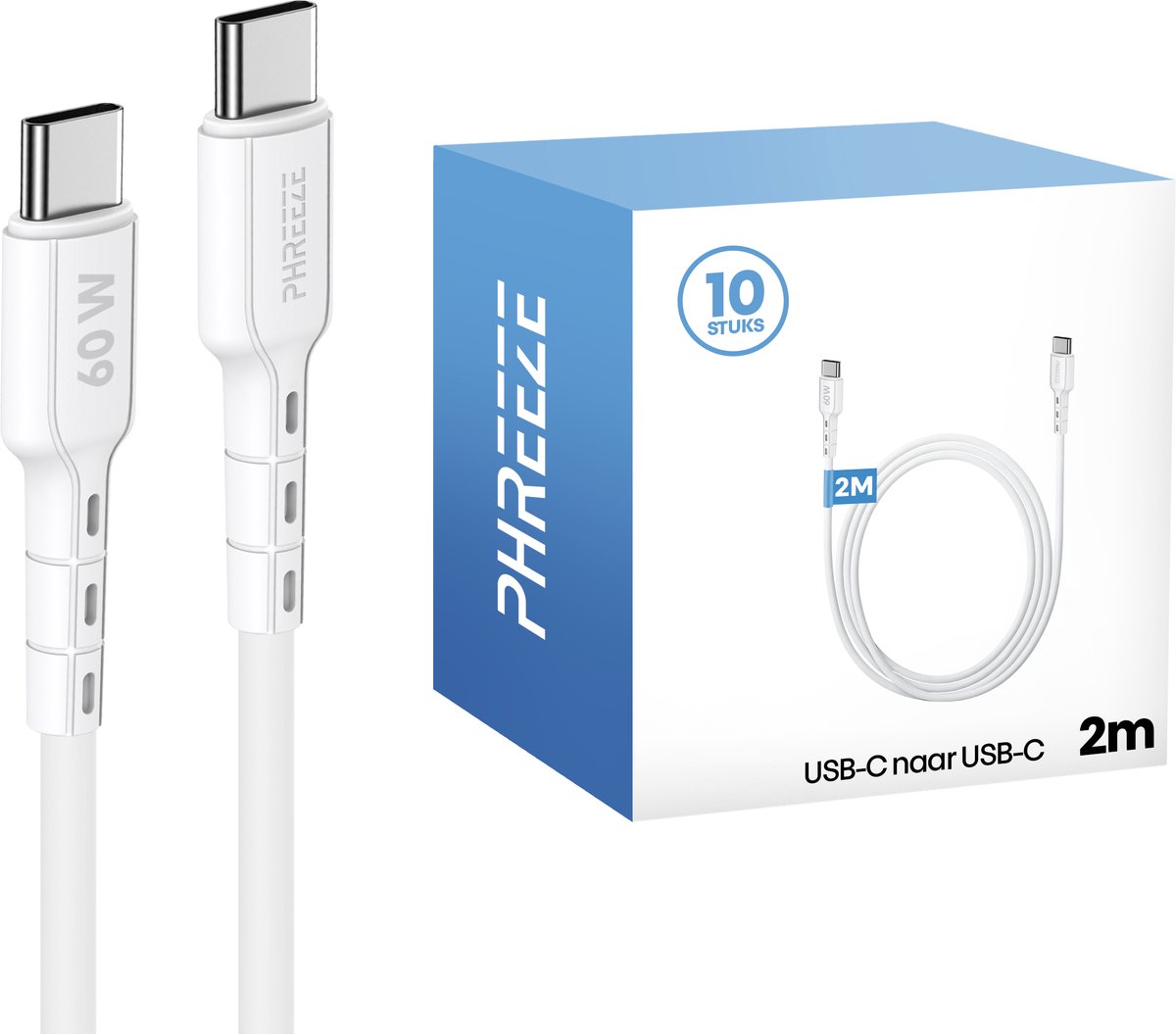 10x usb C kabels 2 meter - Ideaal voor kantoor & grootverbruikers