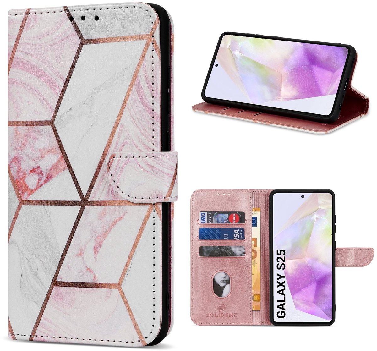 Solidenz hoesje - Geschikt voor Samsung Galaxy S25 - Bookcase - Marmer