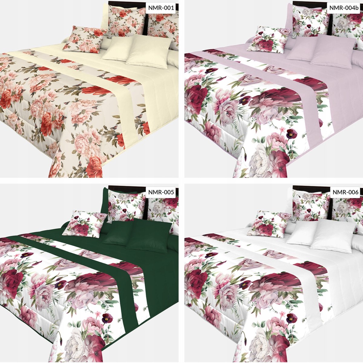 Gewatteerde sprei 260x240 cm met bloemenprint - Stijlvol en comfortabel