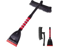 Auto Sneeuwborstel - Ruitenkrabber Vorstborstel - Auto Winterklaar - Afneembare Borstelkop - Ergonomisch Handvat - Rood