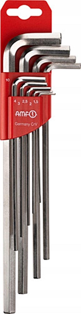 9-delige inbussleutelset 1,5-10mm lang, nikkel, 46797 AMF