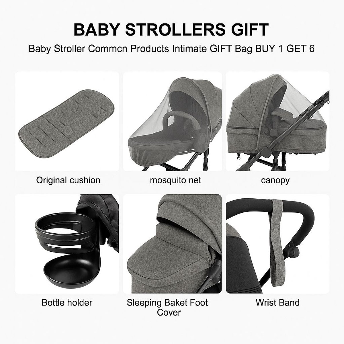 Novendo Goods - Kinderwagen 3 in 1 - Inclusief autostoel - Vierwielig - Volledig inklapbaar - Pasgeboren baby - 0-20 KG - Grijs thumbnail 3