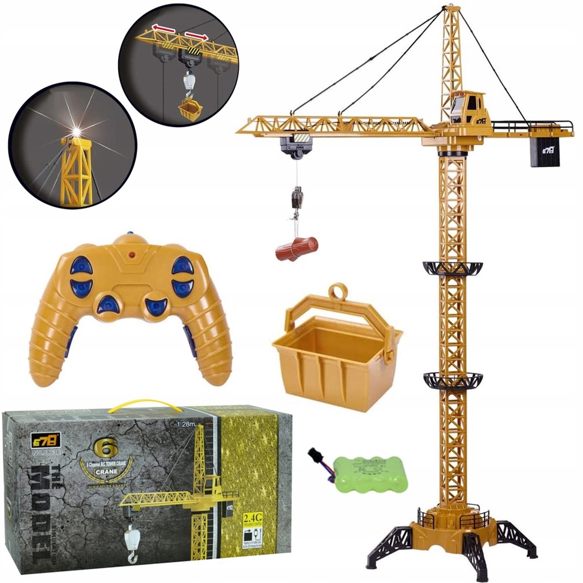 Grote RC Bouwkraan XXL 128cm - Draaibaar met afstandsbediening