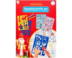 Sinterklaas Raamdecoratie Set – 60 Raamstickers + 4 Raamstiften + 3 Stencils – Herbruikbare Sint Versiering – 5+