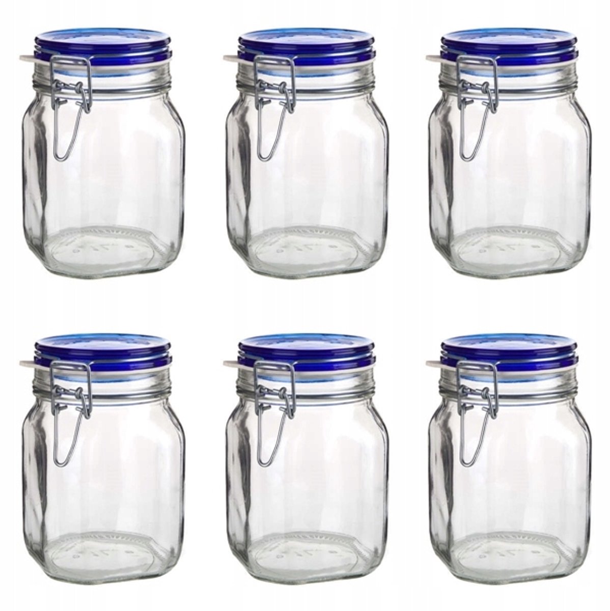 6x Glazen Hermetische Potten 1L met Clip - Ideaal voor Bewaren