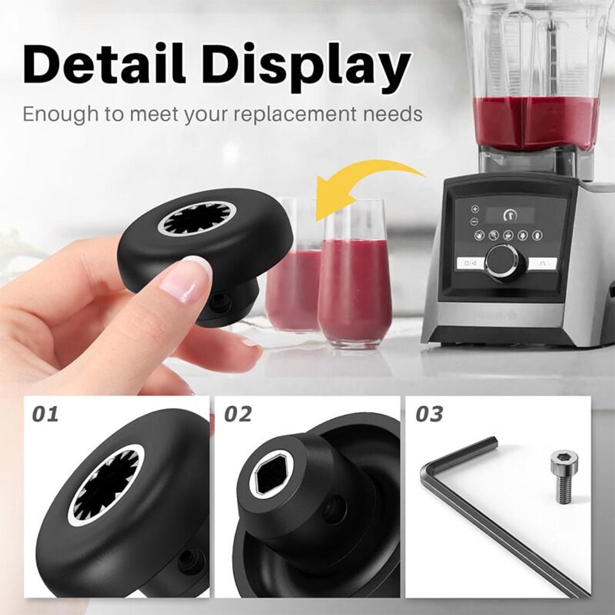 2-pack vervangende onderdelen - Reparatieset borgmoer - Aandrijfsleutel - Inbussleutel - geschikt Voor Vitamix Blender – foto 5
