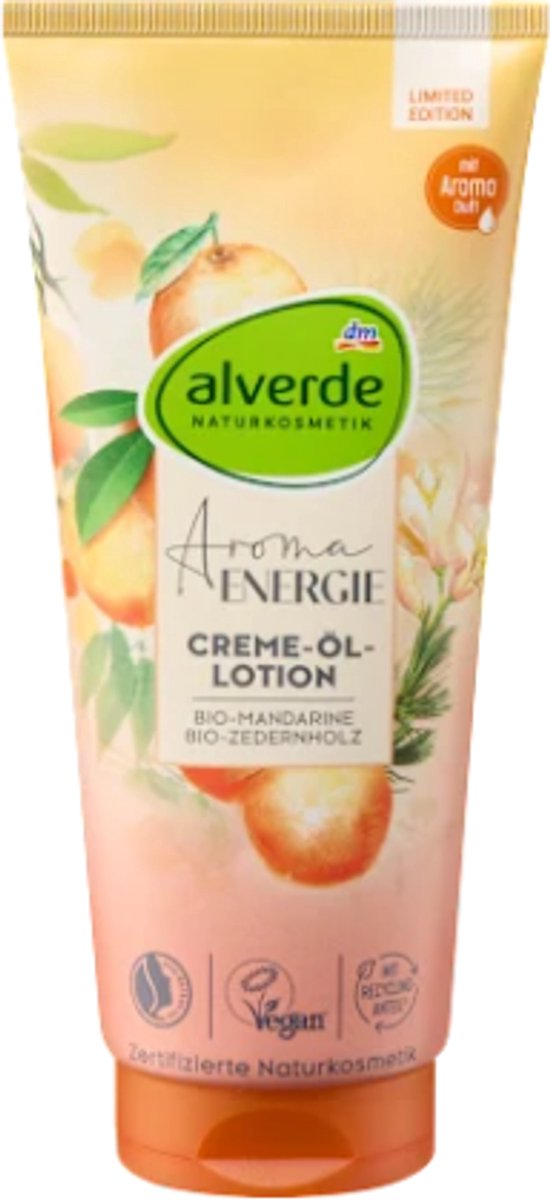 Alverde Naturkosmetik Crème-olie-lotion Aroma Energie | 1x 200 ml - Mandarijn & Cederhout | Limited Edition 2025